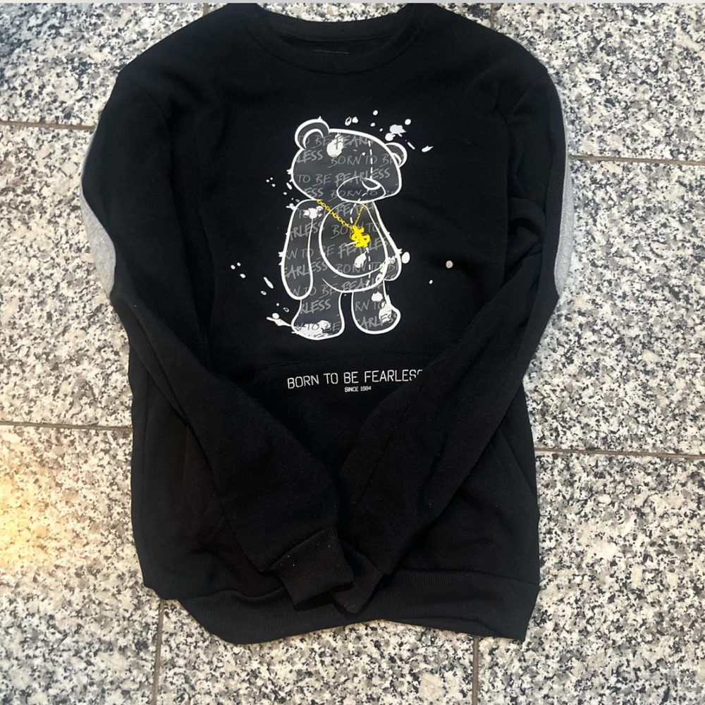 Black Graphic Bear Sweatshirt